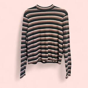 American Eagle striped mock neck crop top